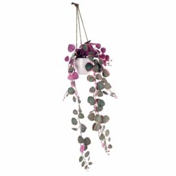 Leaf 90cm Artificial Potted Trailing Hanging Pink Plant Realistic - String of Hearts in Green