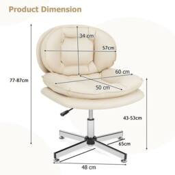 EONLION Home Office Chair Swivel Desk Chair in Beige - Size: 100 cm - thumbnail 2