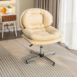 EONLION Home Office Chair Swivel Desk Chair in Beige - Size: 100 cm - thumbnail 4