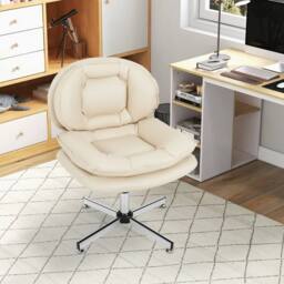 EONLION Home Office Chair Swivel Desk Chair in Beige - Size: 100 cm