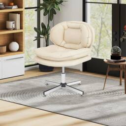EONLION Home Office Chair Swivel Desk Chair in Beige - Size: 100 cm - thumbnail 3