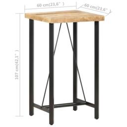 Berkfield Home Beautiful Bar Table 60x60x107 cm Rough Mango Wood in Brown - Size: 60 x 60 x 107 cm - thumbnail 7