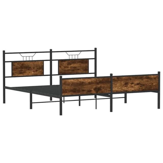 Berkfield Home Metal Bed Frame without Mattress Smoked Oak 180x200 cm Super King in Brown - image 1