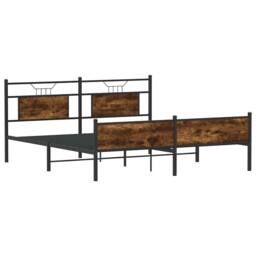 Berkfield Home Metal Bed Frame without Mattress Smoked Oak 180x200 cm Super King in Brown - thumbnail 1