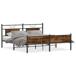 Berkfield Home Metal Bed Frame without Mattress Smoked Oak 180x200 cm Super King in Brown - thumbnail 3