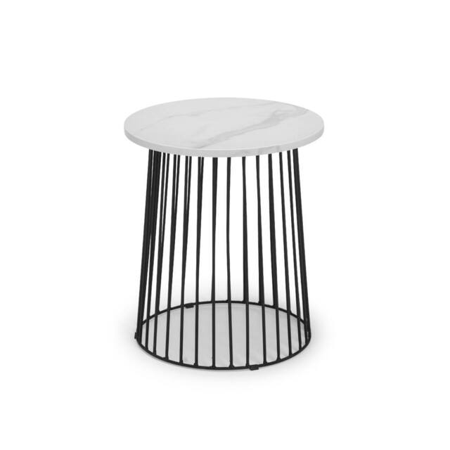Cheshire Torridon Round Lamp Table in White Marble & Black - image 1