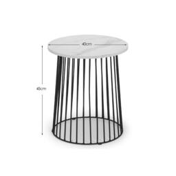Cheshire Torridon Round Lamp Table in White Marble & Black - thumbnail 5