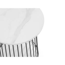 Cheshire Torridon Round Lamp Table in White Marble & Black - thumbnail 4