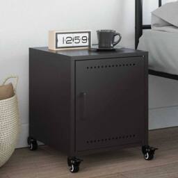 Berkfield Home Bedside Cabinet Black 36x39x43.5 cm Steel - thumbnail 2