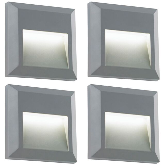 Loops 4 PACK Square IP65 Guide Light - Indirect 1.1W Warm White LED - Gray ABS - image 1
