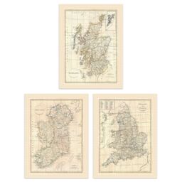 Artery8 Wall Art Print Vintage Maps Of The British Isles England Wales Scotland Ireland Set Of 3 s Study Office Aesthetic Clement Cruttwell A4 - thumbnail 1