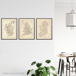 Artery8 Wall Art Print Vintage Maps Of The British Isles England Wales Scotland Ireland Set Of 3 s Study Office Aesthetic Clement Cruttwell A4 - thumbnail 3
