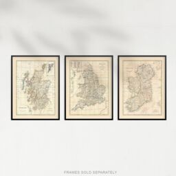 Artery8 Wall Art Print Vintage Maps Of The British Isles England Wales Scotland Ireland Set Of 3 s Study Office Aesthetic Clement Cruttwell A4 - thumbnail 5