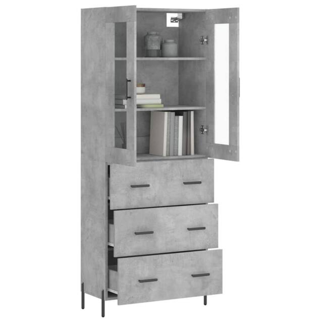 Berkfield Home Highboard Concrete Grey 69.5x34x180 cm Engineered Wood - image 1