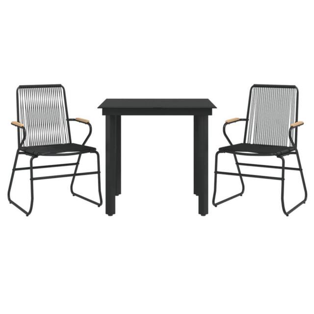 Berkfield Home Beautiful 3 Piece Garden Dining Set Black PVC Rattan - image 1
