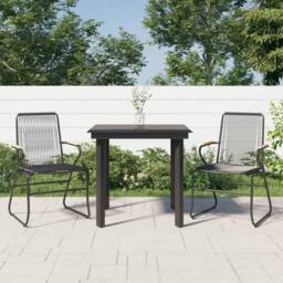 Berkfield Home Beautiful 3 Piece Garden Dining Set Black PVC Rattan - thumbnail 2