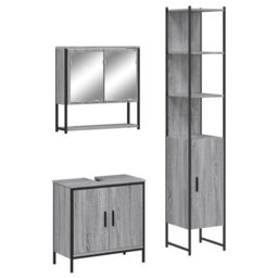 Berkfield Home 3 Piece Bathroom Furniture Set Grey Sonoma Engineered Wood - thumbnail 2