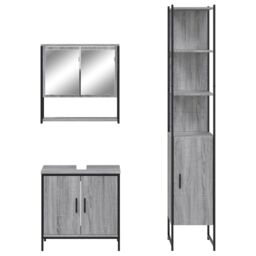 Berkfield Home 3 Piece Bathroom Furniture Set Grey Sonoma Engineered Wood - thumbnail 6