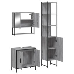 Berkfield Home 3 Piece Bathroom Furniture Set Grey Sonoma Engineered Wood - thumbnail 5