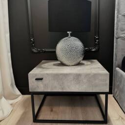 Wyld and Coco Table Lamp - Glossy Silver Ceramic Base Black Fabric Drum Shade - thumbnail 1