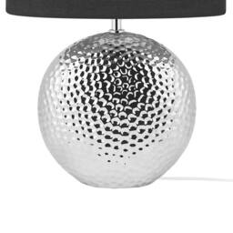 Wyld and Coco Table Lamp - Glossy Silver Ceramic Base Black Fabric Drum Shade - thumbnail 8