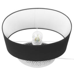 Wyld and Coco Table Lamp - Glossy Silver Ceramic Base Black Fabric Drum Shade - thumbnail 5