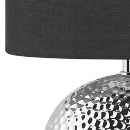 Wyld and Coco Table Lamp - Glossy Silver Ceramic Base Black Fabric Drum Shade - thumbnail 6