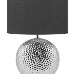 Wyld and Coco Table Lamp - Glossy Silver Ceramic Base Black Fabric Drum Shade - thumbnail 2