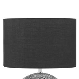 Wyld and Coco Table Lamp - Glossy Silver Ceramic Base Black Fabric Drum Shade - thumbnail 7