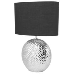 Wyld and Coco Table Lamp - Glossy Silver Ceramic Base Black Fabric Drum Shade - thumbnail 4