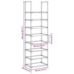 Berkfield Home Shoe Rack 8-Tier Black 44x28x145 cm Non-woven Fabric - Size: 44 x 28 x 145 cm - thumbnail 9