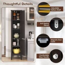 VOGREX 5-Tier Tall Narrow Bathroom Cabinet in Brown - thumbnail 3