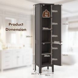 VOGREX 5-Tier Tall Narrow Bathroom Cabinet in Brown - thumbnail 2