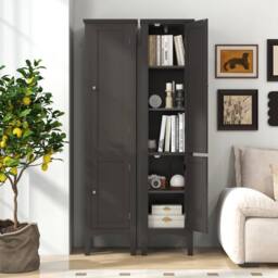 VOGREX 5-Tier Tall Narrow Bathroom Cabinet in Brown - thumbnail 5