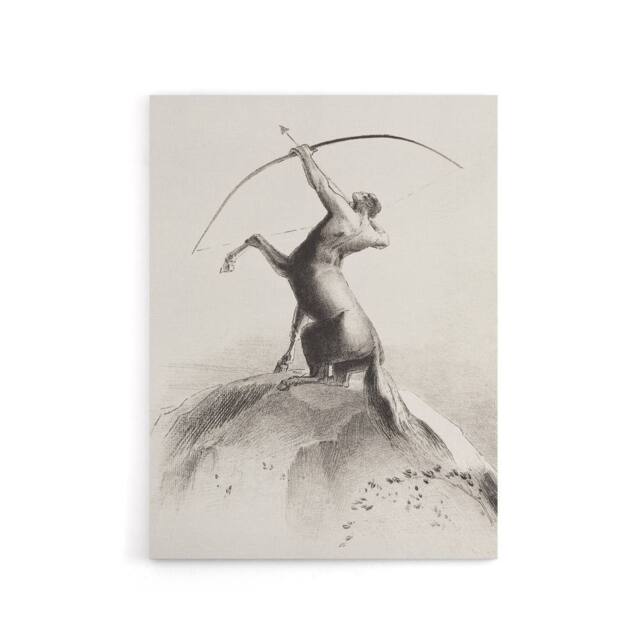 "Artery8 Centaur Aiming at the Clouds Redon Vintage Canvas Wall Art in White - Size: W18"" x H24""" - image 1