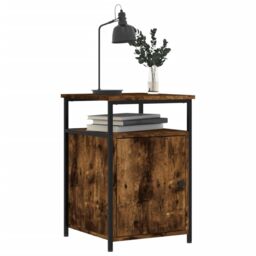 Berkfield Home Bedside Cabinet Smoked Oak 40x42x60 cm Engineered Wood in Brown - Size: 40 x 42 x 60 cm - thumbnail 3