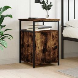 Berkfield Home Bedside Cabinet Smoked Oak 40x42x60 cm Engineered Wood in Brown - Size: 40 x 42 x 60 cm - thumbnail 1