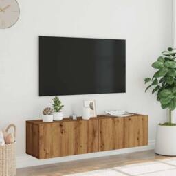Berkfield Home Wall Mounted TV Cabinet Artisan Oak 120x30x30 cm Engineered Wood in Brown - Size: 120 x 30 x 30 cm - thumbnail 1