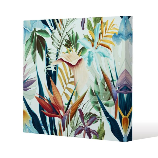 Benjamin Tate Design Tropical Plants (Canvas Print) / 90 x 90 x 4cm in Natural - Size: 90 x 90 x 4 cm - image 1