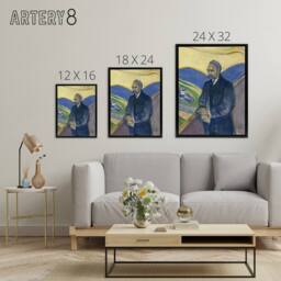 "Artery8 Friedrich Nietzsche Portrait Munch Black Framed Canvas Wall Art - Size: W12"" x H16""" - thumbnail 4
