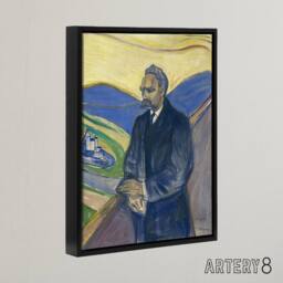 "Artery8 Friedrich Nietzsche Portrait Munch Black Framed Canvas Wall Art - Size: W12"" x H16""" - thumbnail 2