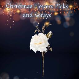 VFM e-Store Christmas Rose Spray Pick Decoration 80cm x 16cm Cream X 1 - Size: 80 cm x 16 cm - thumbnail 3