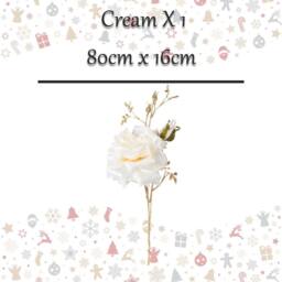 VFM e-Store Christmas Rose Spray Pick Decoration 80cm x 16cm Cream X 1 - Size: 80 cm x 16 cm - thumbnail 2