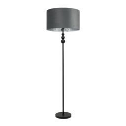 ValueLights Marissa Black Stacked Ball Floor Lamp with Grey Velvet with Chrome Inner Shade - thumbnail 2