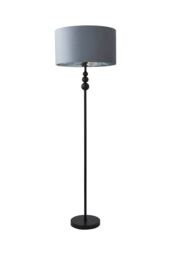 ValueLights Marissa Black Stacked Ball Floor Lamp with Grey Velvet with Chrome Inner Shade - thumbnail 6