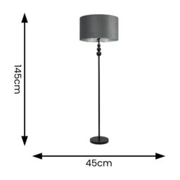 ValueLights Marissa Black Stacked Ball Floor Lamp with Grey Velvet with Chrome Inner Shade - thumbnail 7