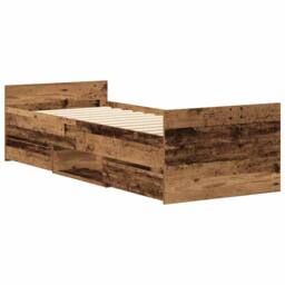 Berkfield Home Bed Frame without Mattress Old Wood 90x190 cm Single Engineered Wood in Brown - thumbnail 8