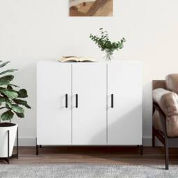 Berkfield Home Sideboard White 90x34x80 cm Engineered Wood - Size: 90 x 34 x 80 cm - thumbnail 2