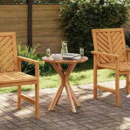 Berkfield Home Garden Bistro Table √ò70x75 cm Solid Wood Teak in Brown - Size: 70x75 cm - thumbnail 2