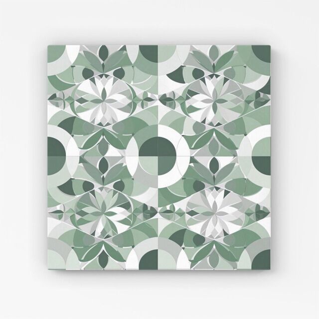 "Warren Reed - Designer Geometric Pastel Green Canvas - Size: W16"" x H16""" - image 1